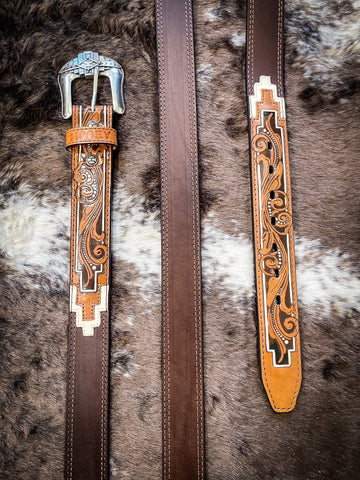 "Maverick" Classic Hooey Belt Natural/Brown/Ivory - Apparel - Hooey - Bronco Western Supply Co.