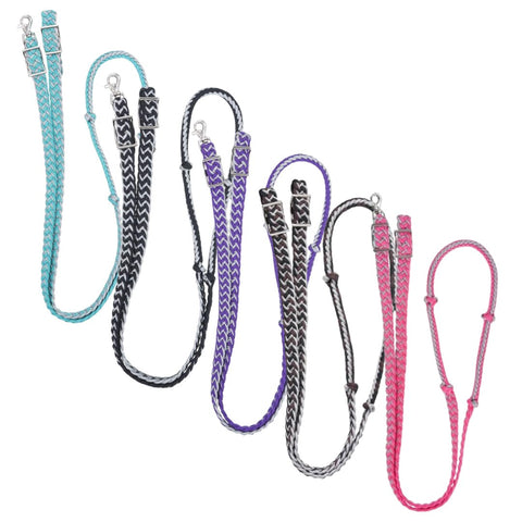 Metallic Cord Knotted Barrel Reins - Reins - Tough 1 - Bronco Western Supply Co.