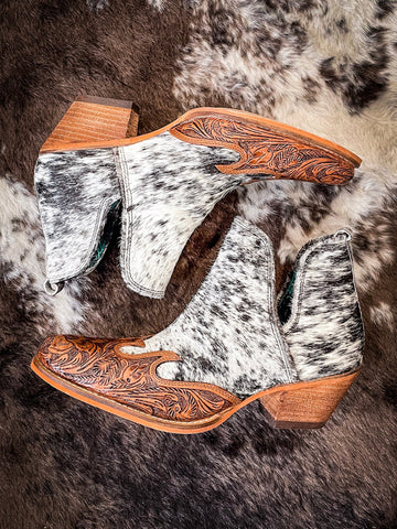 Myra Bag - Frisco Blossom Hand - Tooled Booties - Women's Shoes - Myra Bag - Bronco Western Supply Co.