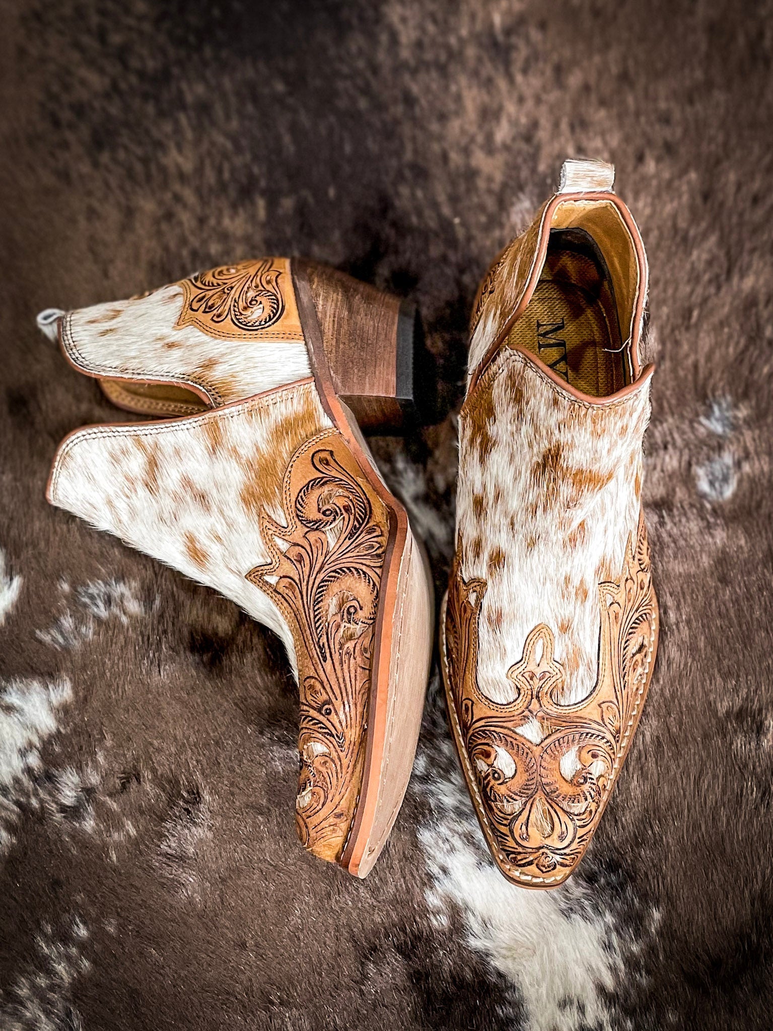 Myra Genuine Hand Tooled Leather and Hair On Country store Western Southern Cowhide