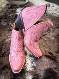 Myra Bag - Maisie Stitched Leather Booties in Pink - Women's Shoes - Myra Bag - Bronco Western Supply Co.