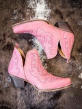 Myra Bag - Maisie Stitched Leather Booties in Pink - Women's Shoes - Myra Bag - Bronco Western Supply Co.