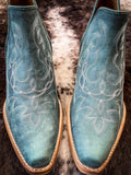 Myra Bag - Maisie Stitched Leather Booties in Turquoise - Women's Shoes - Myra Bag - Bronco Western Supply Co.