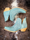 Myra Bag - Maisie Stitched Leather Booties in Turquoise - Women's Shoes - Myra Bag - Bronco Western Supply Co.