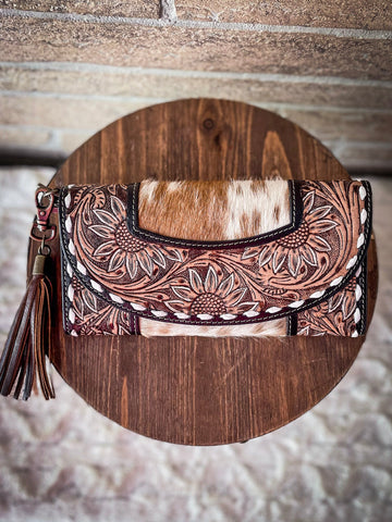 Myra Bags - Sandstone Trail Hand-Tooled Leather Wristlet Wallet - Bronco Western Supply Co.