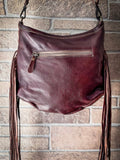 Myra Bag - Sculpted Brown Embossed Hairon Bag With Fringe - Purses & Wallets - Myra Bag - Bronco Western Supply Co.