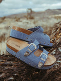 Platinum Buckles Platform Wedge Sandals in Denim - Women's Shoes - 2 Fly Co. (BWS) - Bronco Western Supply Co.