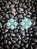 Rio Turquoise Diamonds Stud Earrings - Jewelry - Bronco Western Supply Jewelry - Bronco Western Supply Co.