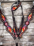 Royal King Feather & Flower Breast Collar - Breast Collars - Tough 1 - Bronco Western Supply Co.