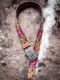 "Senorita" Brown/Fuchsia/Green Filigree Hooey Belt - Apparel - Hooey - Bronco Western Supply Co.