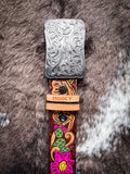 "Senorita" Brown/Fuchsia/Green Filigree Hooey Belt - Apparel - Hooey - Bronco Western Supply Co.