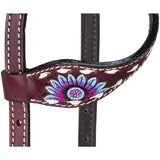 Silver Royal Purple and Blue Sunflower Ear Headstall - Headstalls & Accessories - Tough 1 - Bronco Western Supply Co.