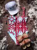 "The Ollie" Rust Aztec Hooey Swimsuit - Apparel - Hooey - Bronco Western Supply Co.