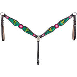 Tough1 Pink Flower and Cactus Breast Collar - Breast Collars - Tough 1 - Bronco Western Supply Co.