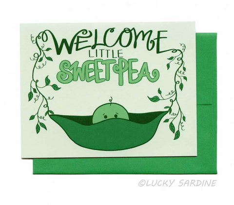 Welcome Little Sweet Pea Baby Greeting Card - Gift Items - Lucky Sardine - Bronco Western Supply Co.