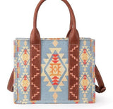 Wrangler Southwestern Print Small Canvas Tote/Crossbody - Brown - Purses & Wallets - Wrangler - Bronco Western Supply Co.