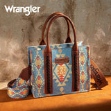 Wrangler Southwestern Print Small Canvas Tote/Crossbody - Brown - Purses & Wallets - Wrangler - Bronco Western Supply Co.