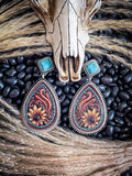 Zinna Tooled Leather Earrings - Jewelry - Bronco Western Supply Jewelry - Bronco Western Supply Co.