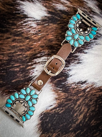 Concho Apple Watch Bands - Turquoise Squash Blossom Gift Items Bronco Western Supply Co. Bronco Western Supply Co. 