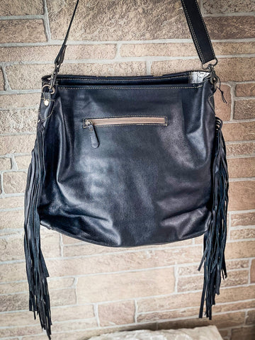 Yesbay Women Casual Tassels Handbag Faux Leather Button Tote Shoulder Bag, Black - Walmart.com