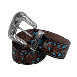 Myra Bag - Turquoise Hand Tooled Leather Belt - Western Belt - Bronco Western Supply Co.